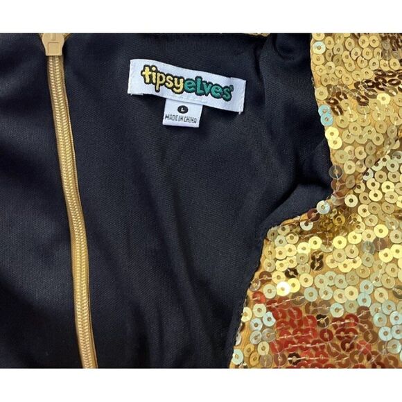 Gold Sequin Long Sleeve Dress - Picture 2 of 3